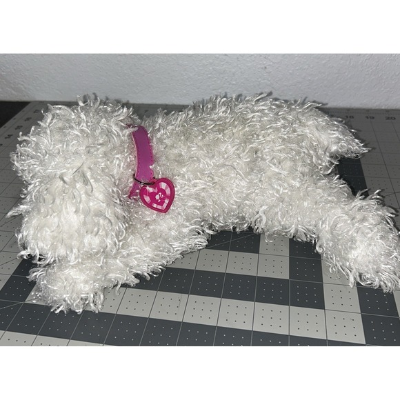 Barbie Plush Dog Light Up Nose Barking Sneezing 2011 Mattel White Pink Collar - Picture 10 of 16